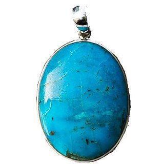                       Ceylonmine 7.00 Ratti Firoza Stone Pendant Silver Natural & Lab Certified Turquoise Pendant                                              