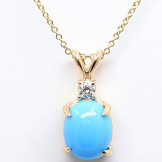                       Ceylonmine 7.00 Ratti Turquoise Pendant Gold Plated Natural & Unheated Gemstone Firoza Stone Locket For Unisex                                              