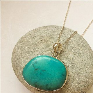                       Ceylonmine Turquoise Pendant Natural & Original Stone Firoza 6.25 Ratti Stone Pendant For Unisex                                              