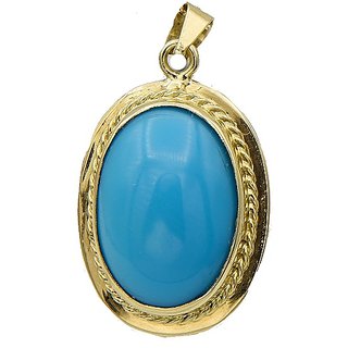                       Ceylonmine 7.25 Ratti Turquoise Pendant Natural & Lab Certified Gemstone Firoza Locket For Women & Men                                              