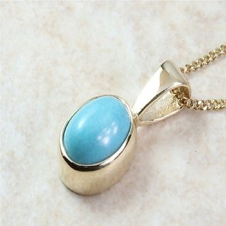                       Ceylonmine 7.00 Ratti Turquoise Pendant Silver Natural & Unheated Gemstone Firoza Stone Locket For Unisex                                              