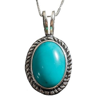                       Ceylonmine 7.25 Ratti Turquoise Pendant Natural & Lab Certified Gemstone Firoza Locket For Women & Men                                              