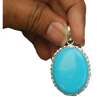 Ceylonmine Original Firoza Stone Pendant Natural 6.25 Carat Turquoise Gemstone Locket For Unisex Ceylonmine Original Firoza Stone Pendant Natural 6.25 Carat Turquoise Gemstone Locket For Unisex