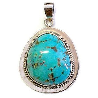                       Ceylonmine Turquoise Pendant Natural & Original Stone Firoza 6.25 Ratti Stone Pendant For Unisex                                              