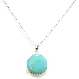                       Ceylonmine Turquoise Pendant Natural & Original Stone Firoza 6.25 Ratti Stone Pendant For Unisex                                              
