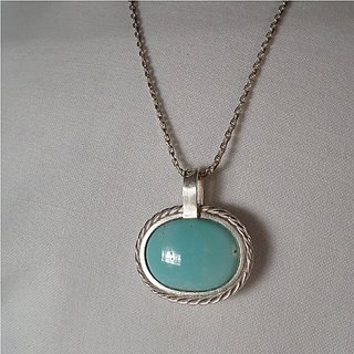                       Ceylonmine 7.25 Ratti Turquoise Pendant Natural & Lab Certified Gemstone Firoza Locket For Women & Men                                              