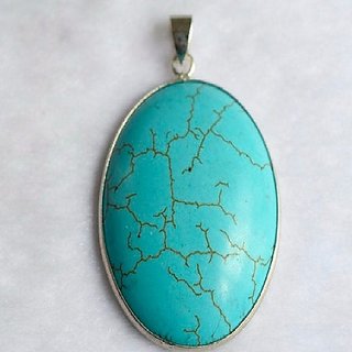                       Ceylonmine Turquoise Pendant Natural Firoza Stone 7.25 Ratti Pendant Firoza Pendant/Locket For Astrological Purpose                                              