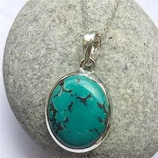                       Ceylonmine Turquoise Pendant Natural Firoza Stone 7.25 Ratti Pendant Firoza Pendant/Locket For Astrological Purpose                                              