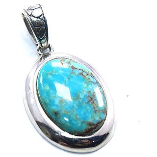 Ceylonmine 7.00 Ratti Firoza Stone Pendant Silver Natural & Lab Certified Turquoise Pendant Ceylonmine 7.00 Ratti Firoza Stone Pendant Silver Natural & Lab Certified Turquoise Pendant