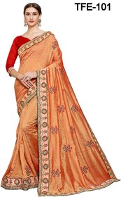 Fab Vill Fashion Present Printed Orange Saree For Women's 101