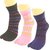 Zokni Women's Printed Ankle Length Double Knit Thumb Cotton Multicolored Socks Combo - Pack Of 4 (With 1 Free Pair)