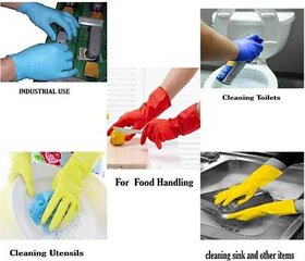 Eastern Club Cleaning Gloves Reusable Rubber Hand Gloves, Stretchable Gloves For Washing Cleaning Kitchen (1 Pair)