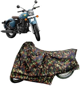 De Autocare Junglee Matty Two Wheeler Bike Body Cover For Roy@L En-Field Bullet Classic 350 Signals With Mirror Pockets