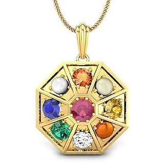                       Navratna Stone Pendant Original & Unheated Gemstone Precious Navgrah Pendant By Ceylonmine                                              