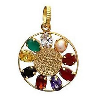                      Navgrah Pendant Unheated  Untreated Gemstone Navratna Crystal Pendant By Ceylonmine                                              