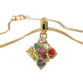                       Navratna Stone Pendant Original & Unheated Gemstone Precious Navgrah Pendant By Ceylonmine                                              