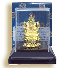 24 Kt. Gold Plated Idol Murti Statue Of Lord God Ganesh Ganesha Ganpati Dmig4