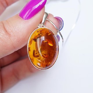                       Ceylonmine 5.25 Ratti Natural Amber Stone Pendant Unheated & Untreated Gemstone Amber Locket For Unisex                                              