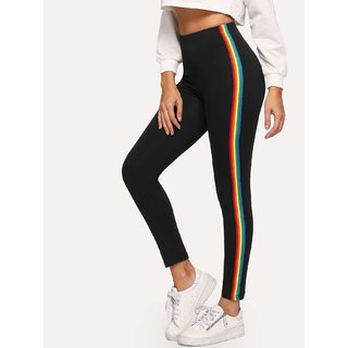 Girls Side 5 Colors Rainbow Stripe Yoga 