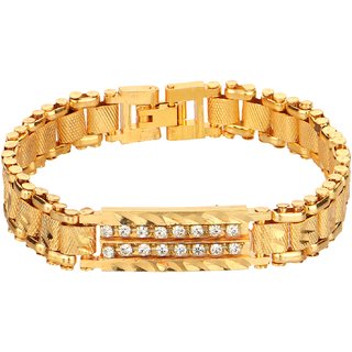 Goldnera Gold Plated Strand Attractive Looking Stone Bracelet For Men (Golden).