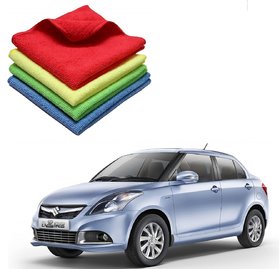 Auto Addict Microfiber Cleaning Cloth Car 300Gsm 40X40 Cm Pack Of 4 For Maruti Suzuki Swift Dzire Type-2(2011-2017)