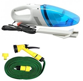 Combo Of Evergreen Portable Car Heavy Duty Vacuum Cleaner And Car Cleaning Water Spray Hose Gun
