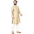 Rc Ethnic Silk Light Gold Texture Kurta With White Pyjama For Men