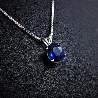                       Blue Sapphire Pendant With Natural 6.25 Carat Neelam Stone Astrological Lab Certified - Ceylonmine                                              