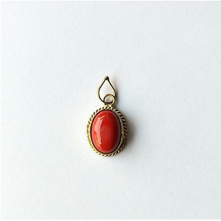 Coral Pendant With Natural 5.75 Ratti Moonga Stone Astrological Lab Certified - Ceylonmine Coral Pendant With Natural 5.75 Ratti Moonga Stone Astrological Lab Certified - Ceylonmine