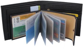 Pocket Bazar Men Casual Black Artificial Leather Wallet (11 Card Slots)