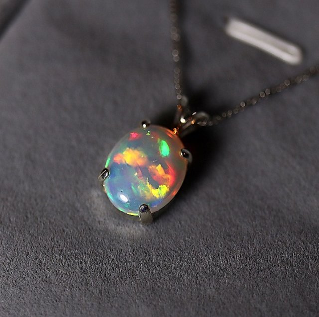 Opal Charm Necklace (C) ◇ Australian Opal ◇ Silver + Brass – MAHKA