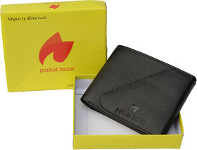 Pocket Bazar Men Casual Black Artificial Leather Wallet (5 Card Slots)