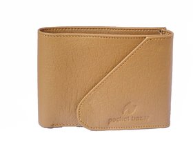 Pocket Bazar Men Casual Beige Artificial Leather Wallet (6 Card Slots) Crmkan