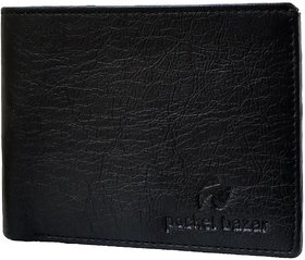 Pocket Bazar Men Casual Black Artificial Leather Wallet (3 Card Slots)