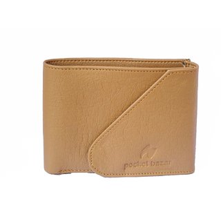 Pocket Bazar Men Casual Beige Artificial Leather Wallet (6 Card Slots) Crmkan