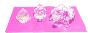 Crystal Set Include Crystal Kachhua ( Tortoise ) with Crystal Shivling and Crystal Shree Yantra for Increseing Wealth