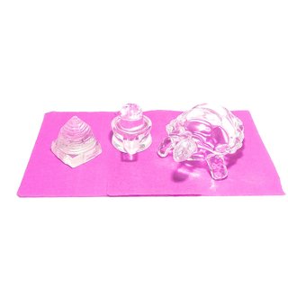                       Crystal Set Include Crystal Kachhua ( Tortoise ) with Crystal Shivling and Crystal Shree Yantra for Increseing Wealth                                              