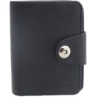 Pocket Bazarmen Black Artificial Leather Card Holder(10 Card Slots)