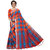 Eka Lifestyle Women's Orange Cotton Silk Check Printed Saree