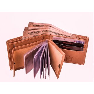                       Pocket Bazarmen Tan Artificial Leather Money Clip(10 Card Slots)                                              