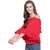 RIVI Stylish Red Flair Wing Off Shoulder Top