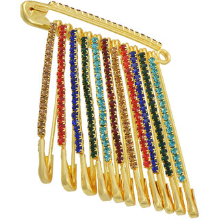                       MissMister Gold plated Multi colour Long Dupatta Sareepin Women Clothing Accessory Women (Pack of 12 Pins)                                              