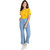 BuyNewTrend Light Blue Pearl Embellished Slim Fit Denim Jeans For Women-(Light Blue-2442)