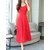 Vivient Women Red Plain Round Neck Georgette Maxi Dress