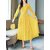 Vivient Yellow Plain Georgette Full Sleeves A Line Dress For Women