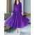 Purple Plain V-Neck A Line Dress For Women by Vivient