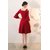 Vivient Women Red Bell Sleeve Cold Sholder Hosery Short Dress