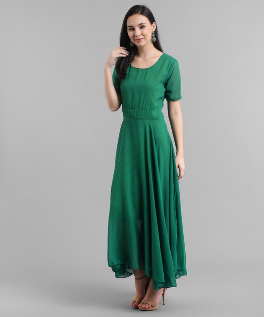 Buy Plain Green Readymade Gown Online