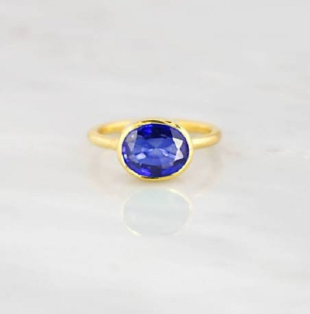 Blue Sapphire Gold Ring (Design R1) | GemPundit