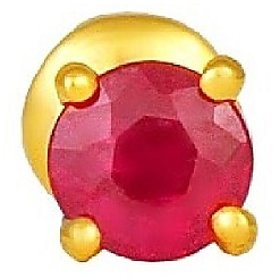 CEYLONMINE Ruby nosepin natural & original stone nosepin gold plated  for women & girl